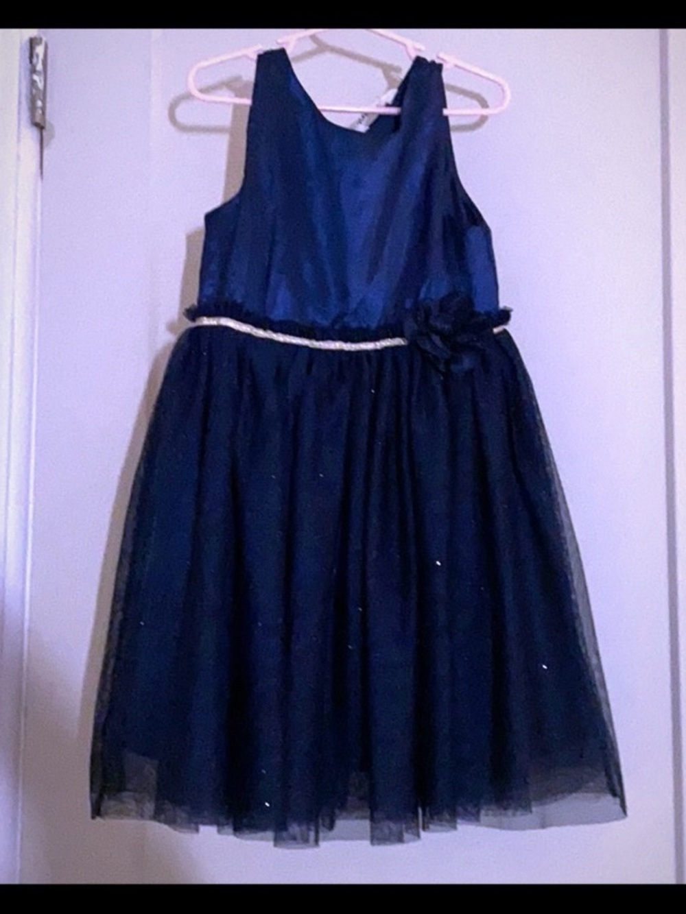 Coach Navy Blue Tulle Flower Waist Girls Dress